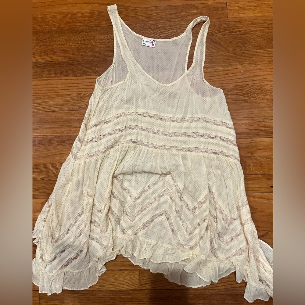 Intimately Free People cream/light yellow tunic/mini dress sheer size small